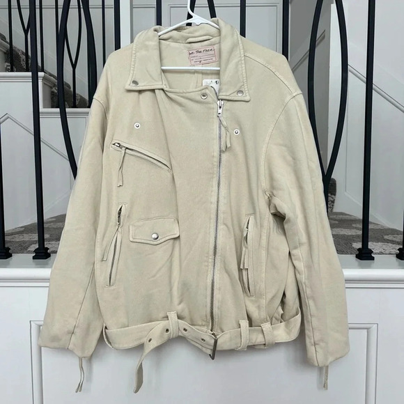 NWT We The Free Rebel Knit Moto Jacket in Vanilla Crème L - Picture 5 of 8
